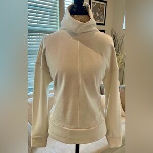 Apana Women's Cream Off White Pull Over Funnel Neck Sweatshirt Sweater Medium